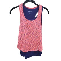 Z By Zobha Athletic Tank Top Small Womens Pink Multicolored 2 Layer Slee... - £12.29 GBP