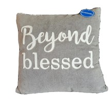 Mainstays USA Decorative Throw Pillow BEYOND BLESSED Sentiment Square Grey 18X18 - £5.87 GBP