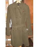 Womens 6 H&amp;M Olive Green Belted Peacoat Pea Coat Winter Jacket - $39.40 CAD