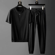 (T-shirt + pants) 2022 Summer New Men&#39;s High-End Fashion Two-Piece Men&#39;s   Solid - £57.90 GBP
