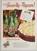 1954 Print Ad 7UP Seven-UP and Bowl of Popcorn 24-Pk Case - £10.60 GBP