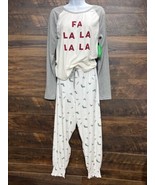 Honeydew Pajama Set Womens L Winter Breaker Holiday Ivory Mistletoe Loun... - $23.02