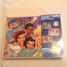 3 Disney Princess puzzles wood 24 pieces each Cardinal Industries storage box  - £11.02 GBP