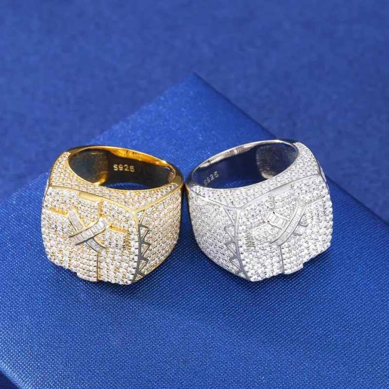 Luxury Iced Out Moissanite Cross Ring for Men - $206.54 CAD