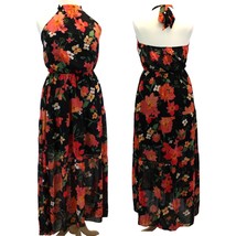 NEW Anna-Kaci Womens XL Maxi Dress Halter Tie Black Dark Floral Flowy Su... - £25.36 GBP