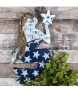 Americana Mermaid Patriotic Wall Hanging Beach House Gift Idea Coastal D... - £30.67 GBP