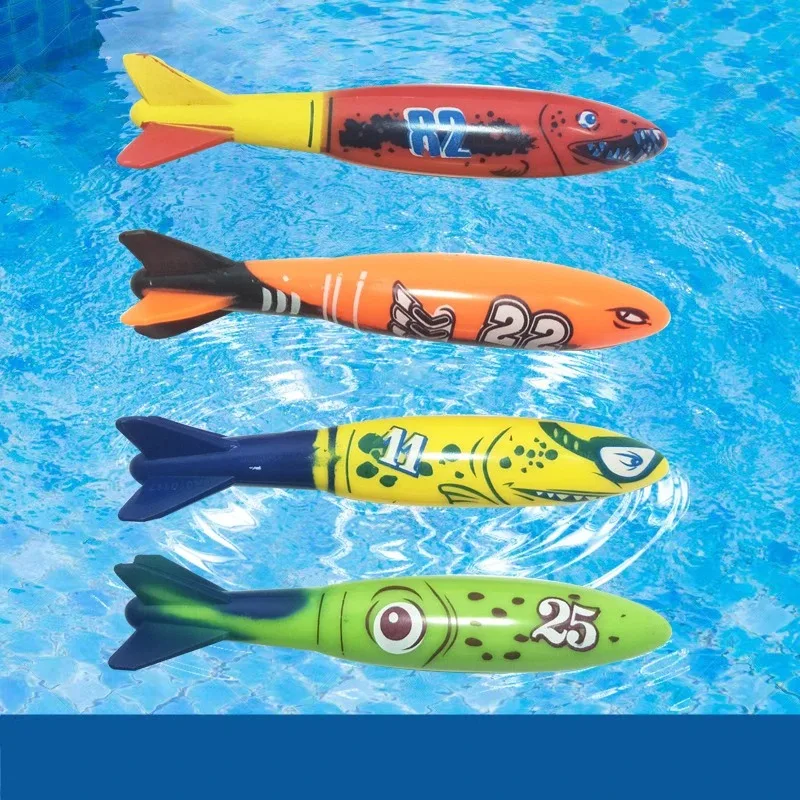 4PCS Diving Torpedo Underwater Swimming Pool Water Play Toys Outdoor Sport - $14.96
