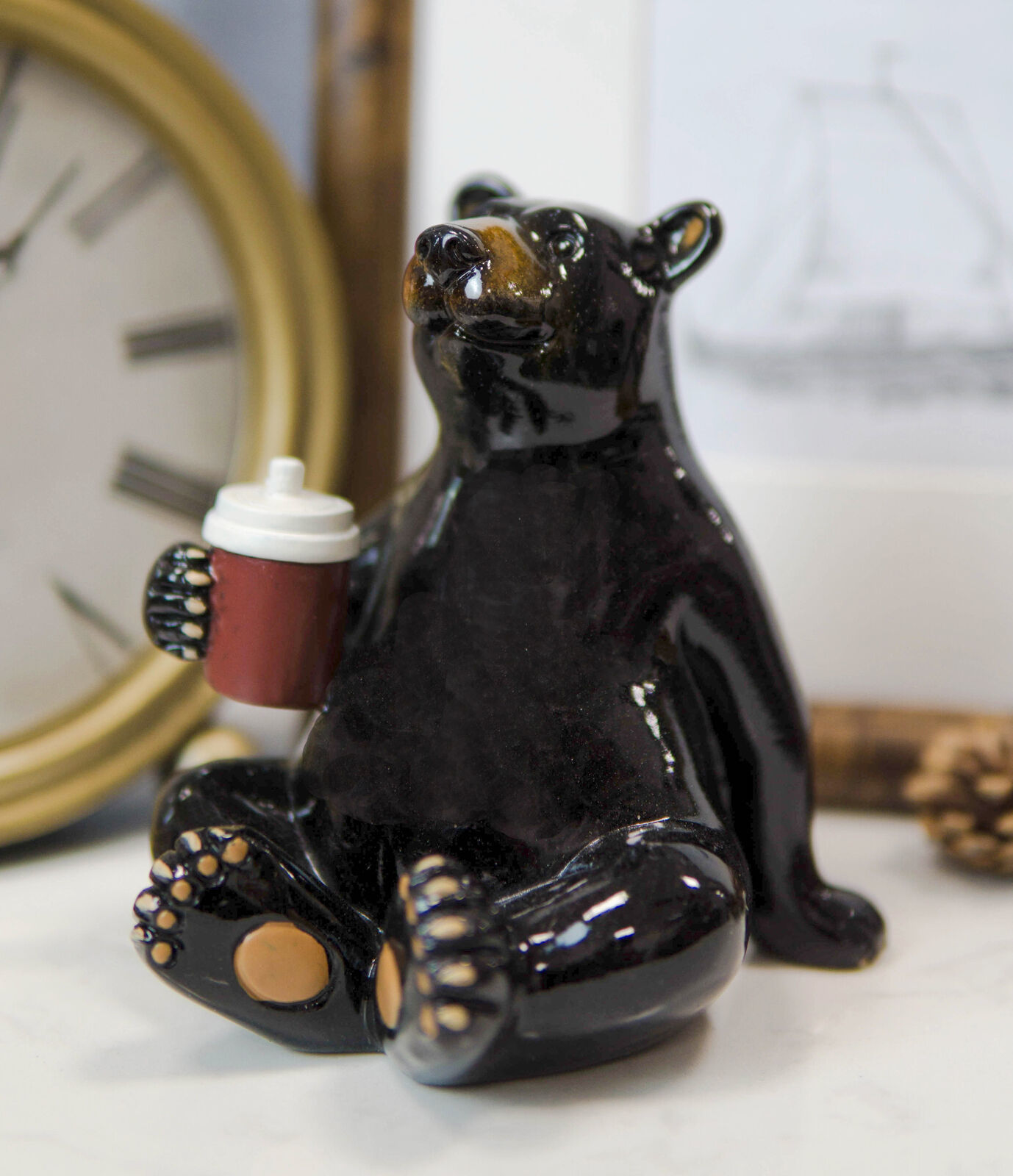 Primary image for Western Rustic Black Bear Sitting With Red Cooler Tumbler Figurine Summer Bears
