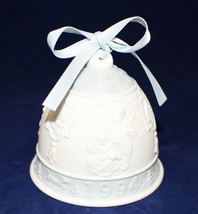 Lladro 1994 Annual Porcelain Bisque Christmas Bell Ornament with Blue Ri... - £7.83 GBP