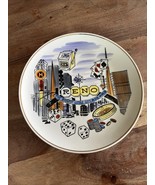 Vintage Porcelain Souvenir Plate Reno Nevada Gambling Casino Biggest Lit... - $9.50