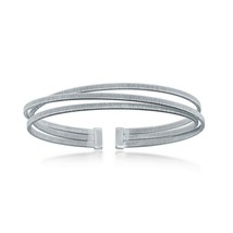 Sterling Silver Interlaced Triple Wire Bonded with Platinum Bangle Bracelet - £194.82 GBP