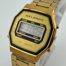 Vintage Helbros Digital Quartz Watch Men Gold Tone ~For Parts Repair - $26.59