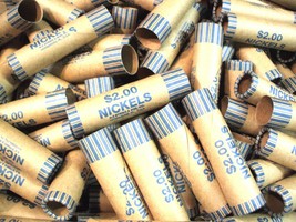 40 Nickel-5 Cent-Coin Wrappers- Coin Rolls-Crimped On One End- N.F. String &amp; Son - £24.08 GBP