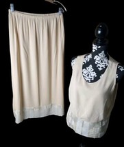 K.D. Spring 2 Piece Set Skirt &amp; Top Size L Maxi Yellow Slit Rayon USA  - $39.60