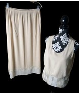 K.D. Spring 2 Piece Set Skirt &amp; Top Size L Maxi Yellow Slit Rayon USA  - £31.29 GBP