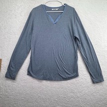 Volcom Shirt Mens Large Heathered Blue Two Button Henley Long Sleeve Met... - £15.56 GBP
