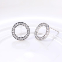 Minimalist Hollow Circle Stud Earrings Minimalist Creative O-Shaped Zircon Earri - £7.98 GBP