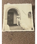 Lady by Front Porch Arbor Shaped Doorway Vintage Real Photo  2.5 Inch - $9.82 CAD