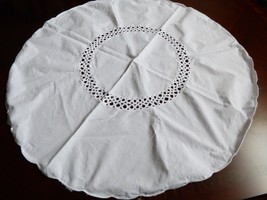 VTG Tablecloth Centerpiece Mat Dresser White Cotton lace round  34&quot; - £19.09 GBP