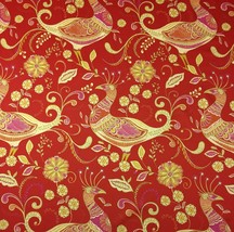 RICHLOOM FANTASY INDIA RED LARGE BIRD QUAIL COTTON MULTIUSE FABRIC BY YA... - £6.91 GBP