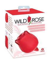 Wild Rose Rechargeable Silicone Suction &amp; Tongue Vibrator Red - £28.73 GBP