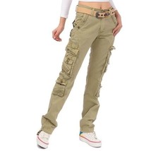 Lixmee Women&#39;s Solid Color Regular Cargo Pants , Khaki ,Large34 - $28.80