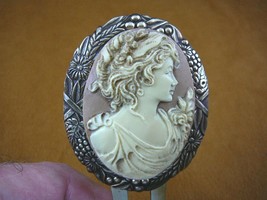 CHL14-4 LADY roses mauve ivory cameo brass hair pin pick stick accessory HAIRPIN - £27.77 GBP