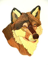 Wolf Head Wild Animal Intarsia Wood Wall Art Home Decor Plaque Lodge New - £46.97 GBP