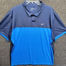 Nike Golf Polo Shirt Mens Sz 2XL 2-Tone Blue Casual Lightweight Dri-FIT - £14.30 GBP