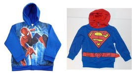 Spider-Man or Superman Boys Full Zip Hoodies Size 4 NWT - £13.75 GBP