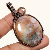 Moss Agate Gemstone Wire Wrapped Handcrafted Copper Jewelry Pendant 2.4&quot; SA 1183 - £3.85 GBP