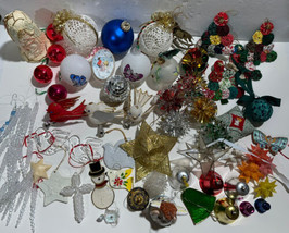 Lot of 60 Vintage Bells Pigeon Stars Tree Balls Hand Made Christmas Ornaments - £31.21 GBP