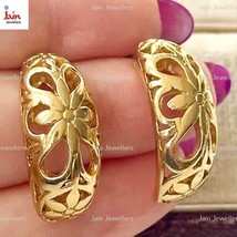 18 Kt Real Solid Decorative Floral Half Beautiful Vintage Stud Earrings 25 MM - £1,113.19 GBP