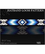 Hat Band Beaded Loom Pattern No.165 - Blue Color Inspired Native Western... - $5.81 CAD