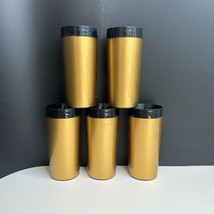 Vtg Thermo-Serv Drinking Tumbler Cup Insulated Gold Mid Century Set/5 - $34.83