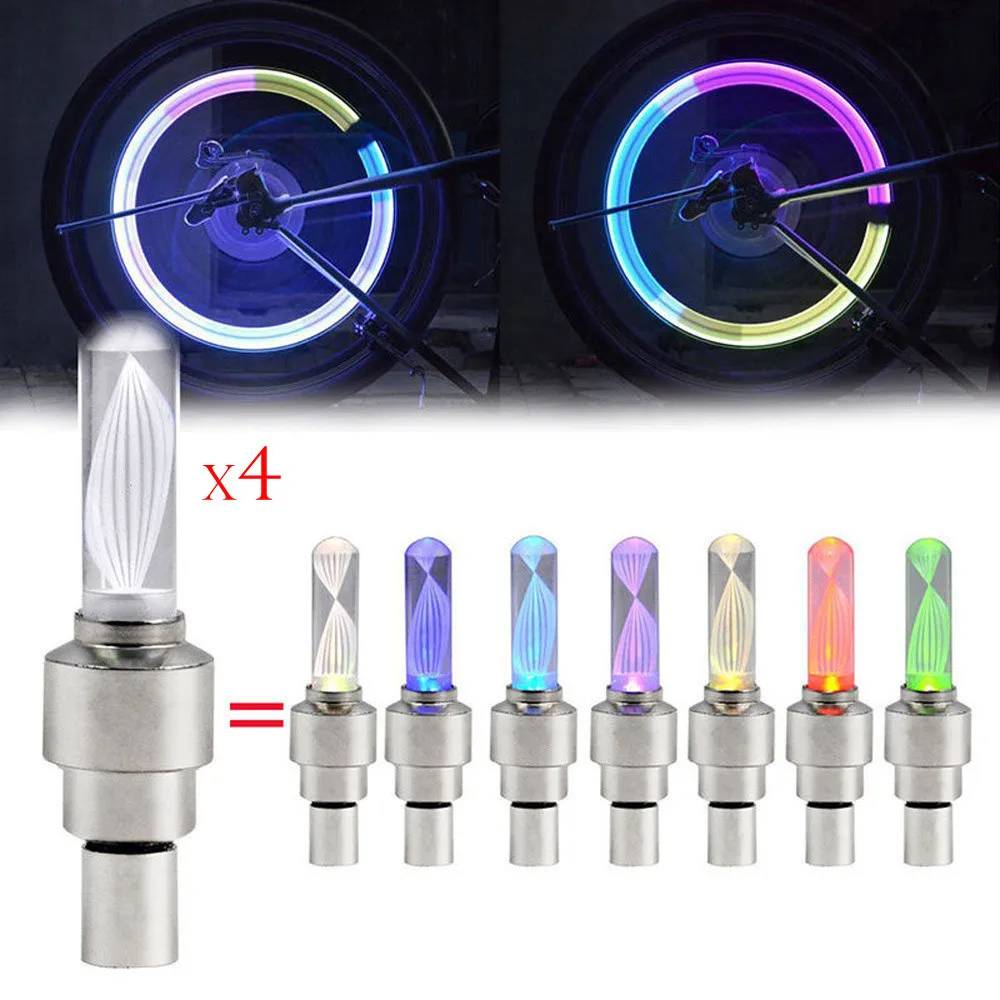 2/4/6PCS Bike Car Motor Wheel Tyre Tire Cap Led Light Bike Wheel Spokes Flashing - £29.24 GBP