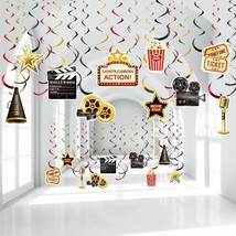 Movie Night Party Decorations Kit Now Showing Movie Theme Hanging Swirls Black G - £18.15 GBP