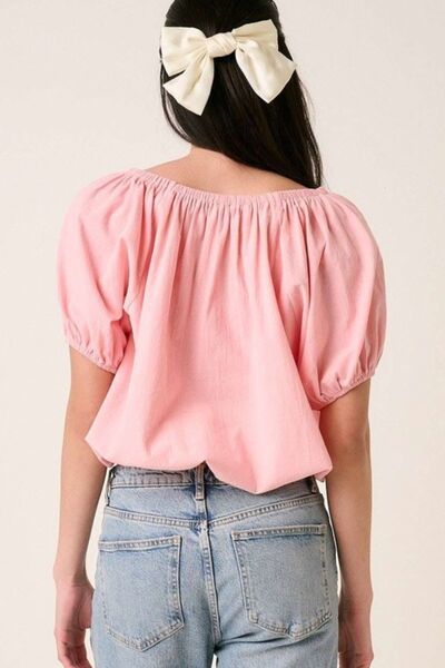 Mittoshop Linen Two-Way Short Sleeve Crop Blouse Item image 2