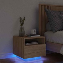 Modern Wooden Bedside Table Cabinet Nightstand Side End Table With LED Lights - £46.44 GBP+