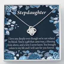 to My Stepdaughter You&#39;re a Blessing Message Card Necklace Love Knot Stainless S - £43.48 GBP