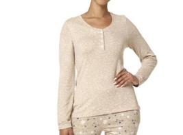 HUE Womens Snowstar Henley Ribbed Pajama Top Only,1-Piece Color Doeskin Size M - £27.67 GBP