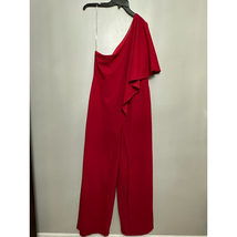 Marina Womens Jumpsuit Red One Shoulder Short Sleeve Flutter Straight Le... - $79.12
