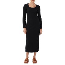Cotton On Women&#39;s Rib Long Sleeve Split Midi Dress Black S B4HP - £19.91 GBP