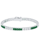 Authentic Crislu 4 mm Princess Cut Emerald Tennis Bracelet in Platinum - £199.42 GBP