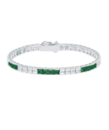 Authentic Crislu 4 mm Princess Cut Emerald Tennis Bracelet in Platinum - £195.73 GBP