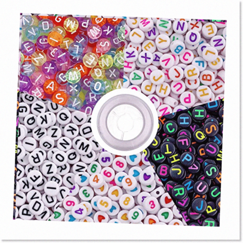 1000 Pcs Premium Quality Acrylic Round Letter Beads for Jewelry Making -... - $21.77