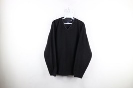 Vintage Gap Mens Size Large Faded Blank Heavyweight Fleece V-Neck Sweater Black - £42.48 GBP