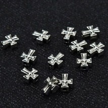 10 Cross Beads Antiqued Silver Spacers Metal Religious Catholic Findings... - £3.80 GBP