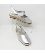 David Tate Womens Silver Leather Elastic Accent Slip on Flat, Size 9.5 W - $661.30 MXN