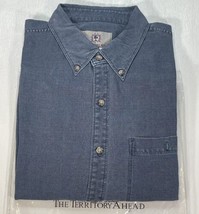 The Territory Ahead Shirt Mens Large Vintage NOS Blue Gray Silk Cotton NWT - $39.08